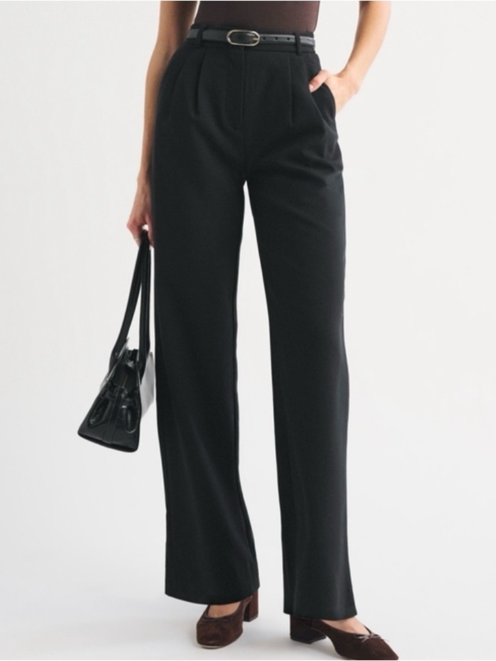 Abercrombie Sloane Tailored Pants 14 Black Wide Leg High Rise Trouser 32